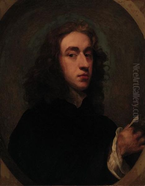 Portrait Of A Gentleman, Quarter-length, In A Black Cloak, Holdinga Letter, In A Feigned Oval - view 1