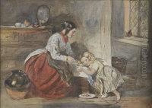 A Young Woman And Child, In An Interior - view 1