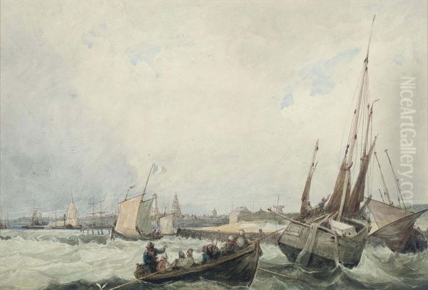 A Blustery Day Off The Harbour At Calais - view 1