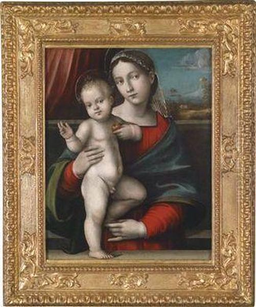 Madonna And Child Oil On Panel - view 1