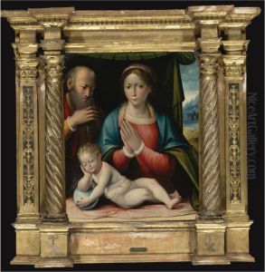 The Madonna And Child With Saint Joseph by Giulio Francia