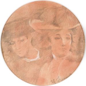 Ritratti Di Gentildonne Con Cappello. by Umberto Franciosi
