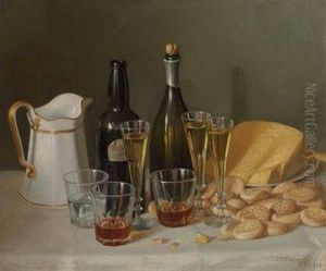 Still Life With Cheese And Wine by John Francis