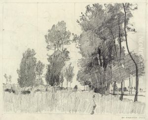 Landschaft Mit Baumen Bei Einem Gewasser
