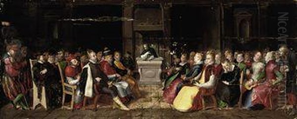 A Capriccio Of A Dominican Preaching To The Emperorcharles V, King Philip Ii Of Spain, A Pope And Their Brilliantlyattired Entourages - view 1