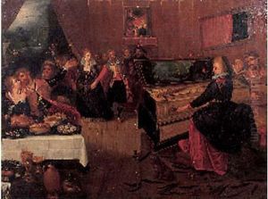 Scene De Banquet by Hieronymus I Francken