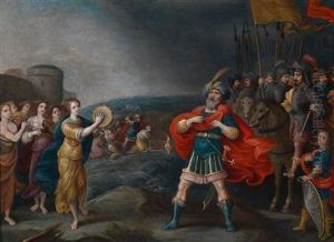 Der Siegreiche Feldherr Jephta Begegnet Seiner Tochter by Hieronymous III Francken