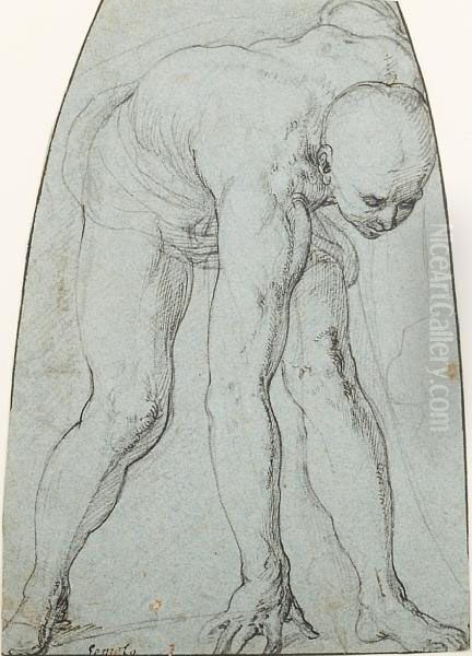 Study Of A Stooping Male Figure - view 1
