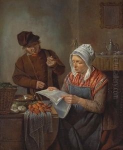 The Day's News by Celestin Francois Nanteuil