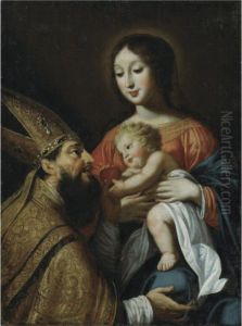 The Madonna And Child With Saint Augustine by Guy Francois
