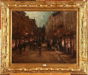 Rue De Bruxelles Animee Au Crepuscule