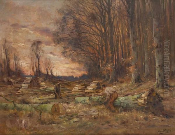 Les Coupeurs De Bois Au Coucher Du Soleil - view 1