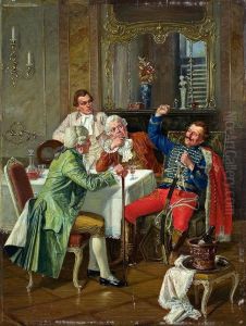 Herrenrunde Der Rokokozeit In Einem Salon Herrenrunde Der Rokokozeit In Einem Salon