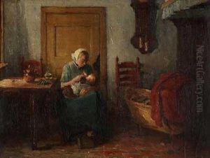 Interieur Mit Stillender Mutter by Eduard Frankfort