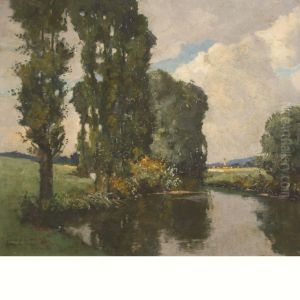 River Landscape With A Village In The Distance by Franz Frankl