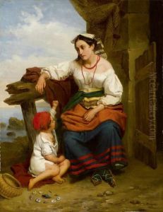 Neapolitanerin Mit Kind by Jean Augustin Franquelin