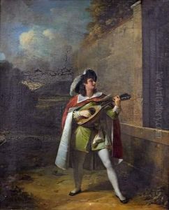 Un Troubadour Jouant De La Musique by Jean Augustin Franquelin