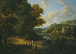 A River Landscape With Peasants In The Foreground