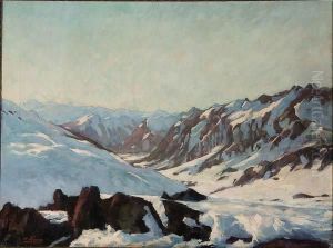 Snowy Mountain Landscape by Heinrich Franz
