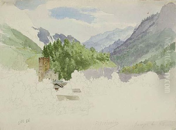 A Mountainous Landscape With A Small Town In A Valley - view 1