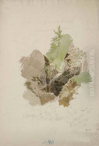 Landscape With A Foot Path Through A Ravine - view 1