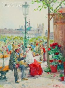 Le Marche Au Fleurs De Notre Dame by August Franzen