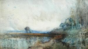 Lakeland Scene With Silver Birch by Alexander Coutts Fraser