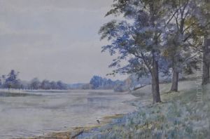Flooded Fields Beside The River Ouse Near Bedford by Arthur Anderson Fraser