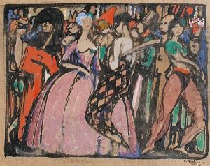 Scene At Chelsea Art Ball by Claud Lovat Fraser