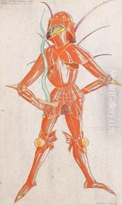 Costume Design For 'coreb, A Spirit' From Thethe Merry Devil Of Edmonton by Claud Lovat Fraser