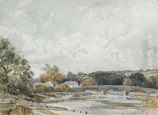 River Landscape With Bridge - view 1