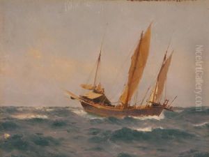 Chinese Junk At Sea by John Arthur Fraser
