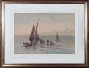 A Fishing Boat Unloading Onto A Beach by Malcolm Fraser
