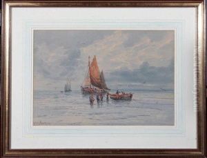 A Fishing Boat Unloading On A Beach by Malcolm Fraser