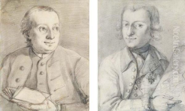 Lotto Composto Da Due Disegni Raffiguranti Ritratto Di Gentiluomo - view 1