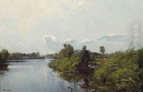 Man Fishing In The Old Rhine - view 1