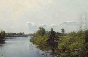 Man Fishing In The Old Rhine by Hendrik Frauenfelder