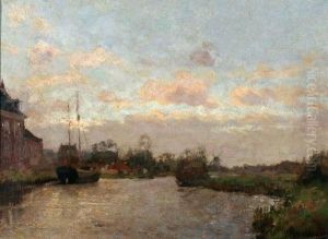 Hollands Dorp Aan Een Poldervaart by Hendrik Frauenfelder