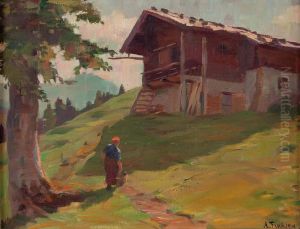 Bauerin Auf Dem Weg Zu Ihrem Haus Bauerin Auf Dem Weg Zu Ihrem Haus