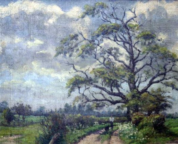 Dog Walker On A Country Path - view 1