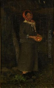 Paysanne Tenant Un Bol Orange by Leon Henri Marie Frederic