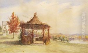 Fall Landscape With Gazebosigned Lower Lefy