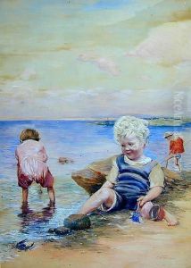 Children Playing On The Beach by Charles H. Freeman