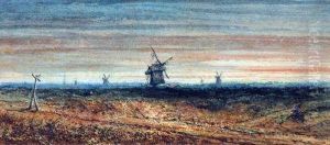 Figure In Landscape With Windmills Beyond Figure In Landscape With Windmills Beyond