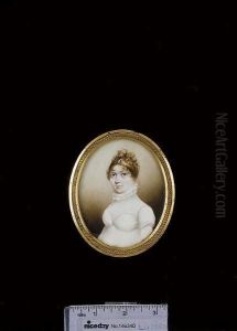 A Lady, Wearing White Dress With High Collar And Pearl Crescent In Her Hair by N. Freese