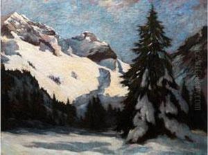 Winterliche Gebirgslandschaft by Ferdinand Freiherr Von Massenbach