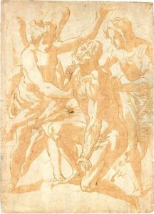 A Penitent Attended By An Angel And Another Figure