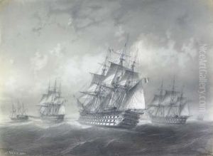 A French Sqadron Off Shore by Antoine Alex. Aug. Fremy