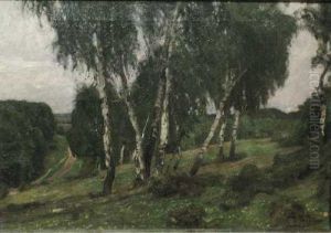 Landschaft Mit Birken by Oskar Frenzel