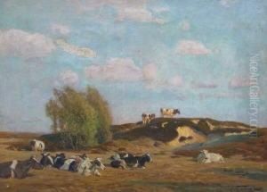 Ruhende Kuhe Auf Der Weide by Oskar Frenzel